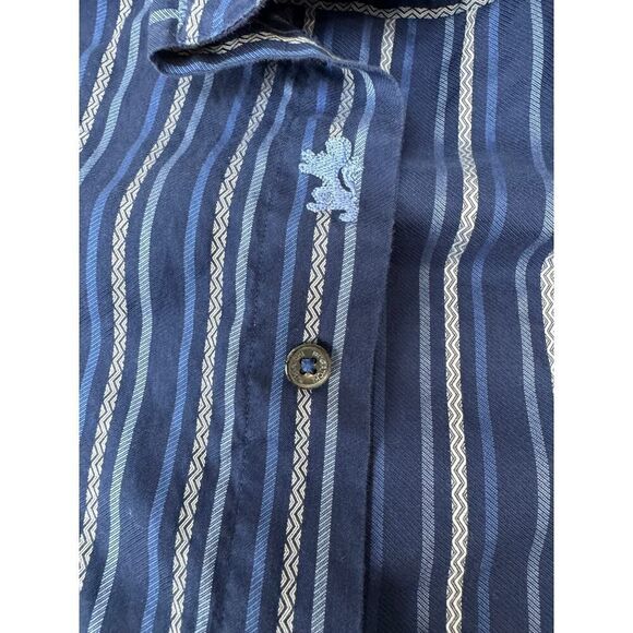 Bugatchi Uomo Dress Shirt Button Down Stripes Blue Twee Men's Large - Picture 6 of 10